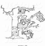 Tree House Coloring Drawing Cartoon Pages Pirate Outline Boy His Magic Vector Playing Kids Near Treehouse Getdrawings Color Step Getcolorings sketch template