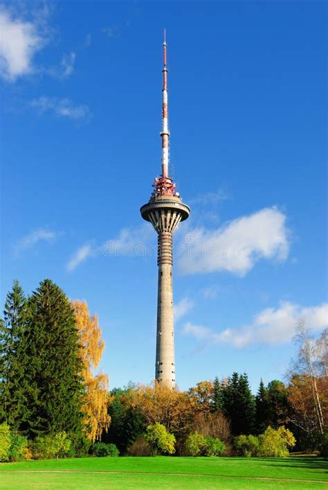 tv tower stock photo image  telecasting estonian desk
