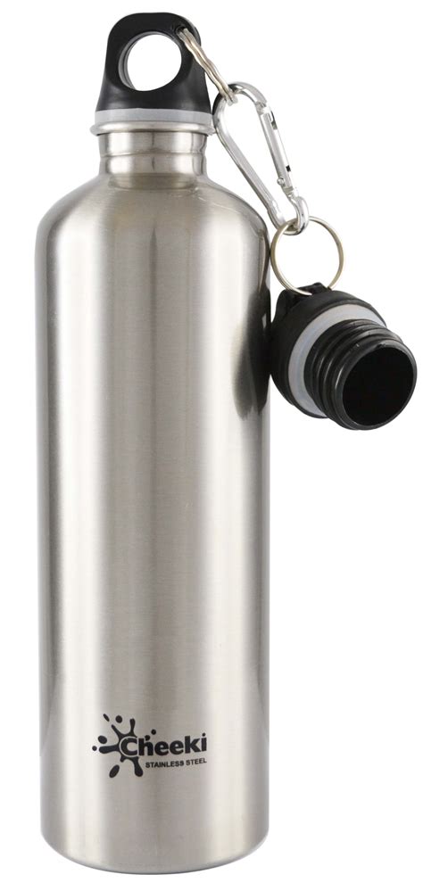 silver stainless steel drinking bottle fresh pure water