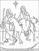 Joseph Mary Coloring Bethlehem Pages Advent Donkey Christmas Jesus Journey Drawing Thecatholickid Riding Preschool Kids Catholic Sheets Nativity Bible Census sketch template