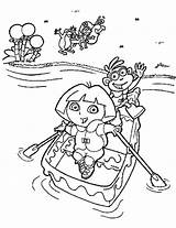 Coloring Dora Pages Kids Printable Explorer Boat Row Drawing Fun Monkey Friend Color Book Children Boots Printables Kid Books Rowing sketch template