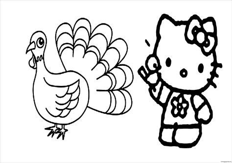 awesome  kitty thanksgiving coloring page
