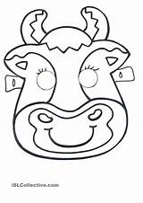 Mask Template Animal Face Farm Cow Masks Buffalo Animals Templates Printable Coloring Kids Pig Pages Cows Sketch Colour Print Craft sketch template