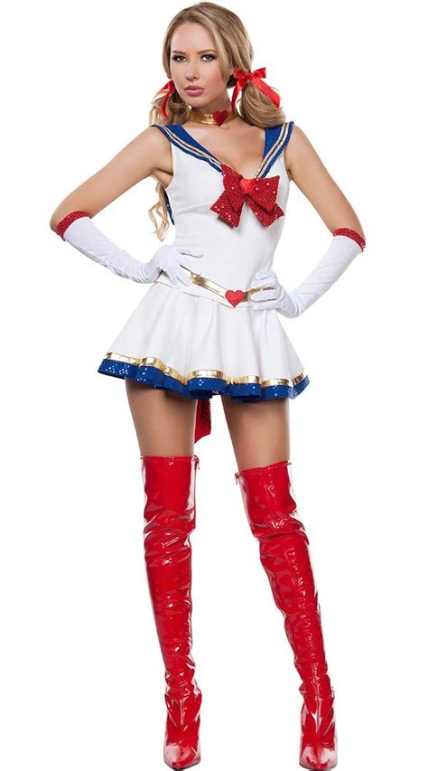 japanese bow shiny sailor moon costumes with gloves