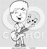 Guitar Boy Adolescent Outlined Thoman Cory sketch template
