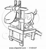 Goat Cartoon Milk Stand Toonaday Clipart Outlined Coloring Vector 2021 sketch template