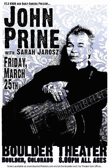 John Prine Boulder 2011 John Prine Concert Posters Poster
