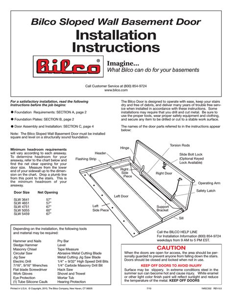 bilco basement door installation instructions