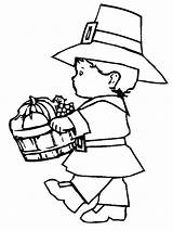Coloring Pilgrim Pages Thanksgiving Printable Kids Boy Little Fun Lots Even sketch template