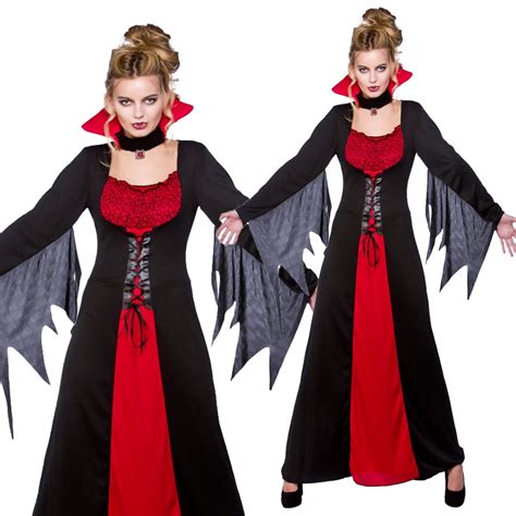 Vampiress Ladies Halloween Fancy Dress Womens Adults