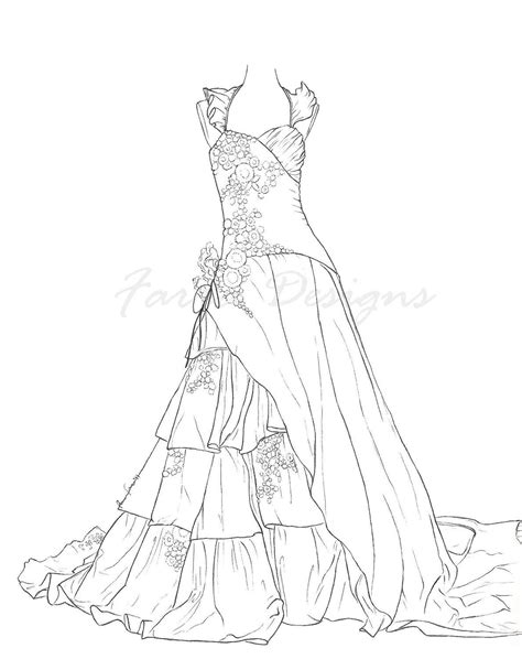 wedding dresses coloring pages coloring home