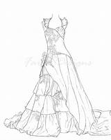 Coloring Pages Wedding Dresses Dress Popular sketch template