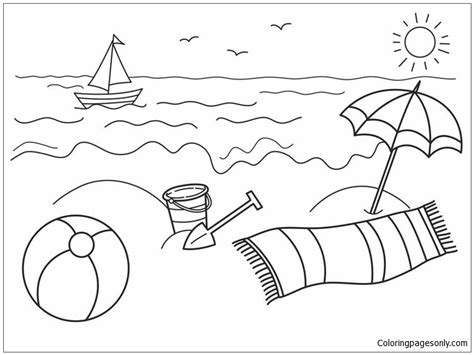 summer   beach coloring page  printable coloring pages