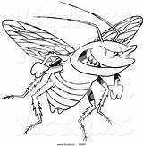 Cartoon Evil Cockroach Vector Outline Coloring Ron Leishman sketch template