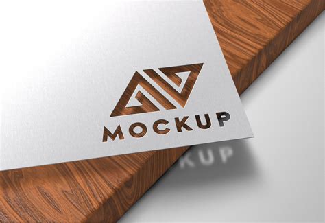 paper cutout  wood logo mockup graphicsfamily