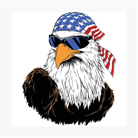 july patriotic eagle  glasses flag usa sticker