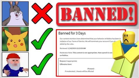 what memes will get you banned from roblox in 2019 🤔 youtube