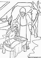 Coloring Jesus Baby Manger Nativity Scenes Comments sketch template