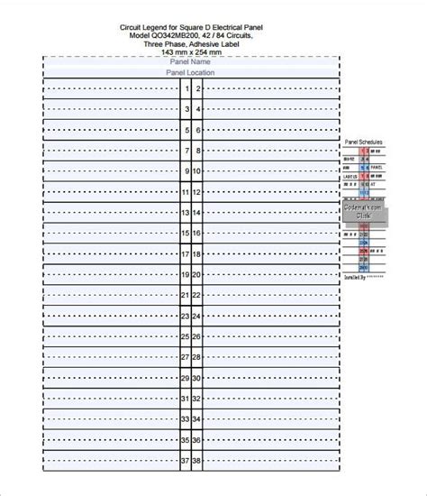 electrical panel schedule template   word excel  format