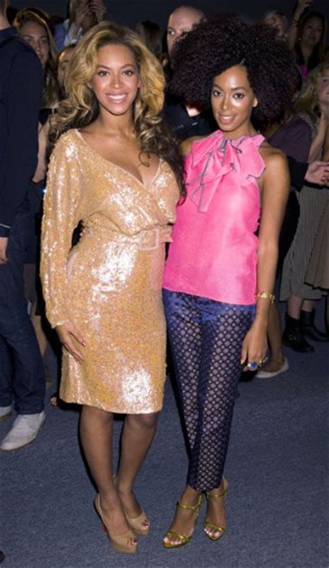 posing alongside her sister beyonce at the j crew show during the spring 2012 mercedes benz