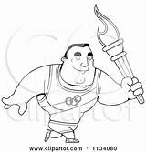 Olympic Cartoon Torch Athlete Outlined Buff Walking Man Clipart Thoman Cory Coloring Vector 2021 sketch template