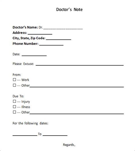 printable doctor notes  work customize  print