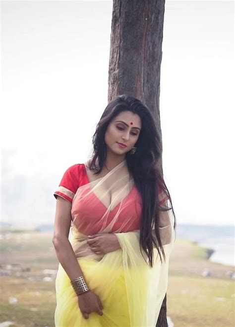 pin  hot indian actress  transparent saree navel clevage