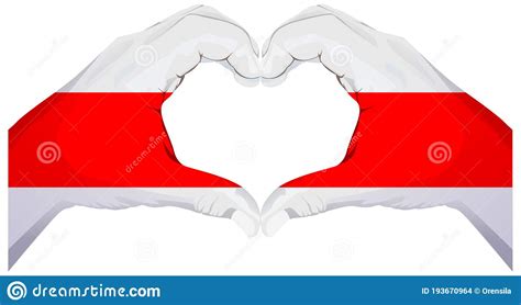 new belarus white red stripe flag two hands make love heart symbol