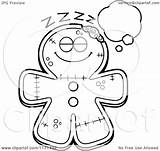 Mascot Gingerbread Dreaming Zombie Clipart Cartoon Cory Thoman Outlined Coloring Vector 2021 sketch template