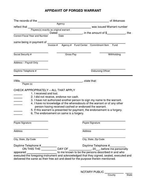 affidavit form   printable documents