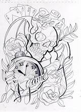 Tattoos Sleeve Badass Willemxsm Skulls Gambling sketch template