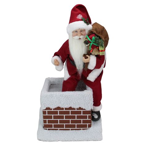 16 5 Red And White Santa Claus Going Down A Chimney With Ts Christmas