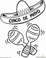 Mayo Cinco Coloring Pages Sombrero Printable Color Worksheets Kids Hat Mexican Worksheet Preschool Sheets Education Printables Crafts Activities Holiday Kindergarten sketch template