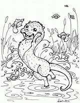 Otter Ausmalbild Colouring Kleurplaat Swimming Gaddynippercrayons Designlooter sketch template