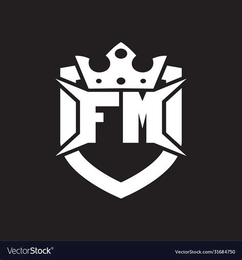 fm logo monogram isolated  shield  crown vector image