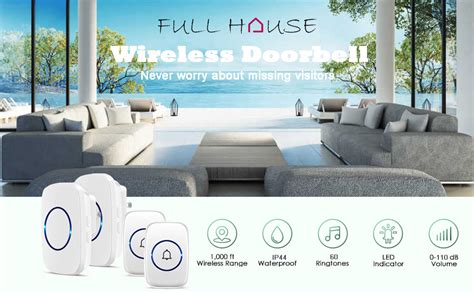 wireless doorbell waterproof door bell kit distinguish front  rear doors   feet