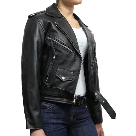 womens black leather biker jacket bnwt liza