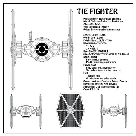 diagram illustration   tie fighter  star wars  technical data information