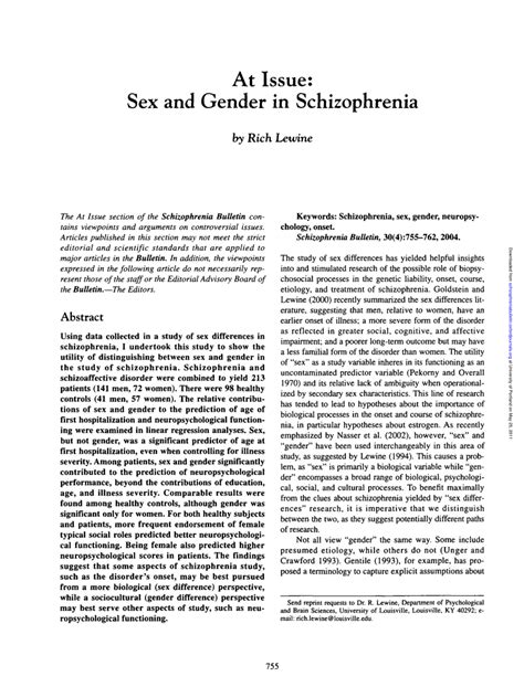 pdf at issue sex and gender in schizophrenia