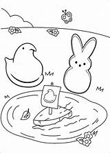 Peeps Coloring Printable Pages Chick Bunny Pond Near sketch template