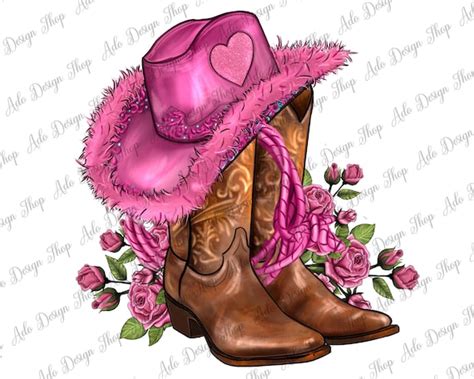 valentines day boots cowgirl hat  roses png etsy