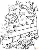 Coloring House Brick Pig Penny Pages Builds Building Little Three Printable Pigs Crafts Game Categories sketch template