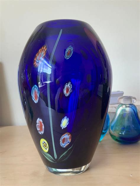 Rare Murano Millefiori Blown Glass Vase Etsy