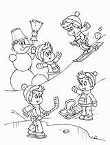 Winter Coloring Pages Snow Sports Kids Playing Sport Activities Printable Clipart Skiing Colouring Sheets Fun Color Book Ski Snowy Rocks sketch template
