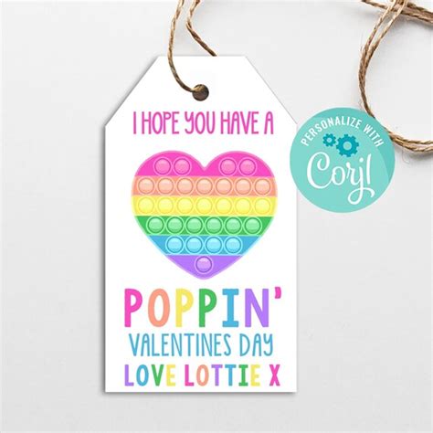 editable pop  valentine cards pop  fidget gift tags valentines day