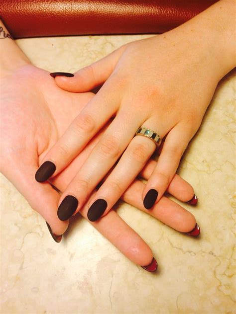 black matte nails  red   means matte black coffin