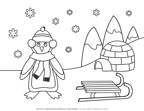 winter season coloring pages penguin  snow planerium