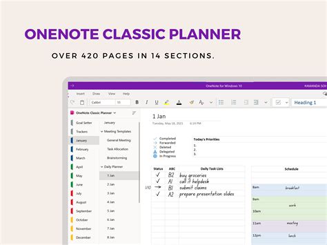 onenote template onenote digital planner task list etsy canada
