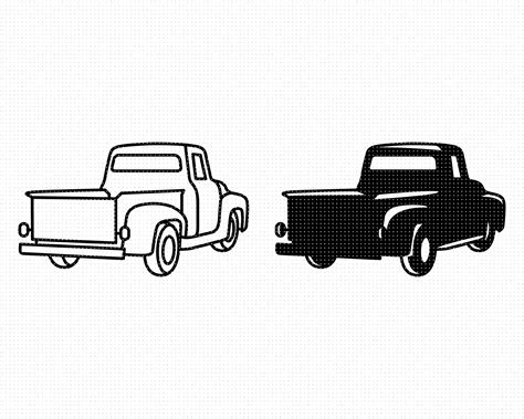 vintage pickup truck svg png dxf clipart eps vector  crafteroks thehungryjpeg