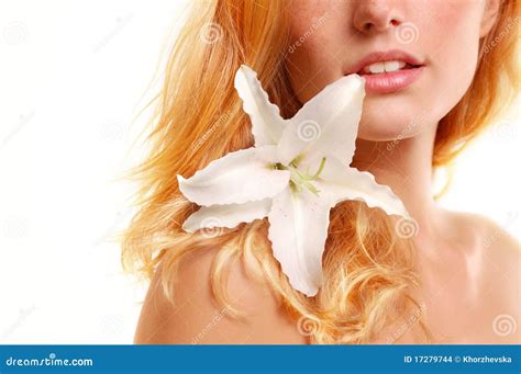 beautiful young woman  flower stock photo image  background